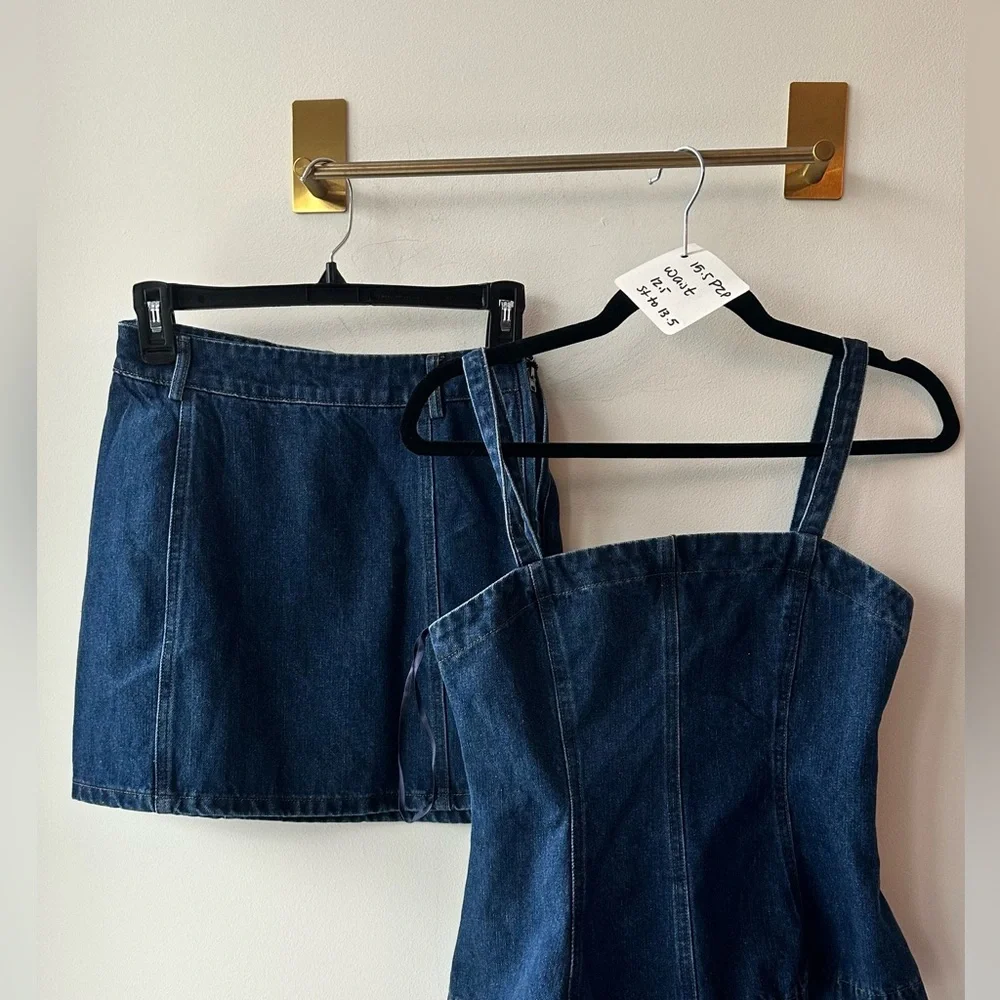 Klesis 🆕 Denim Peplum Top & Mini Skirt Set | S M L